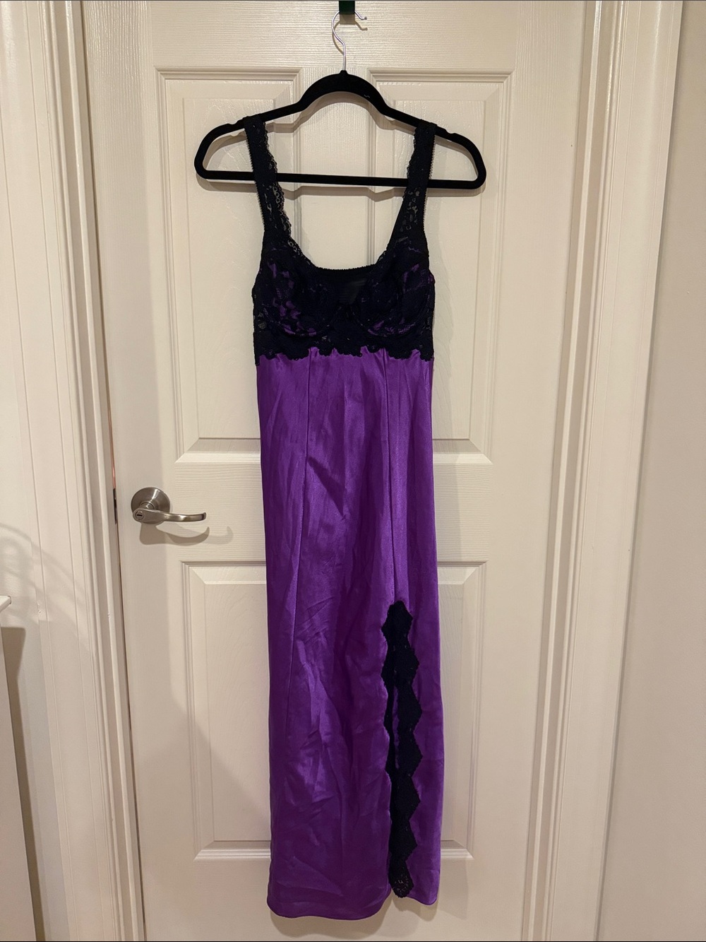 Vintage Victoria's Secret Purple Slip with Black Lace
